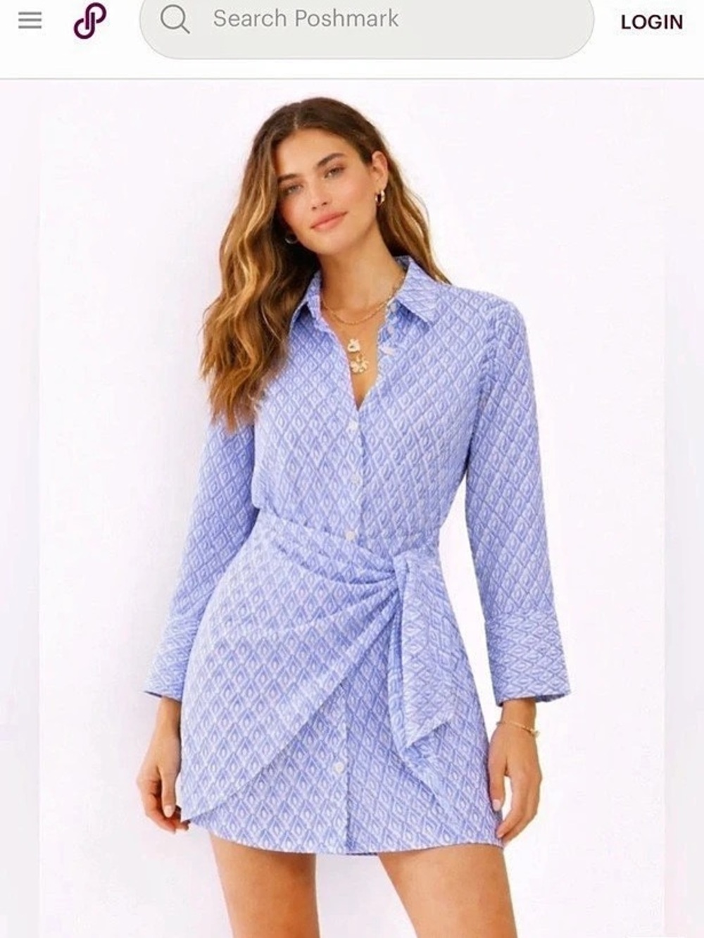 Free People Rillo Mini Shirtdress in Blue & White